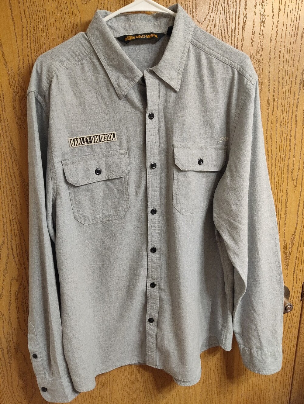 Harley-Davidson Light Gray Button-Up Work Shirt